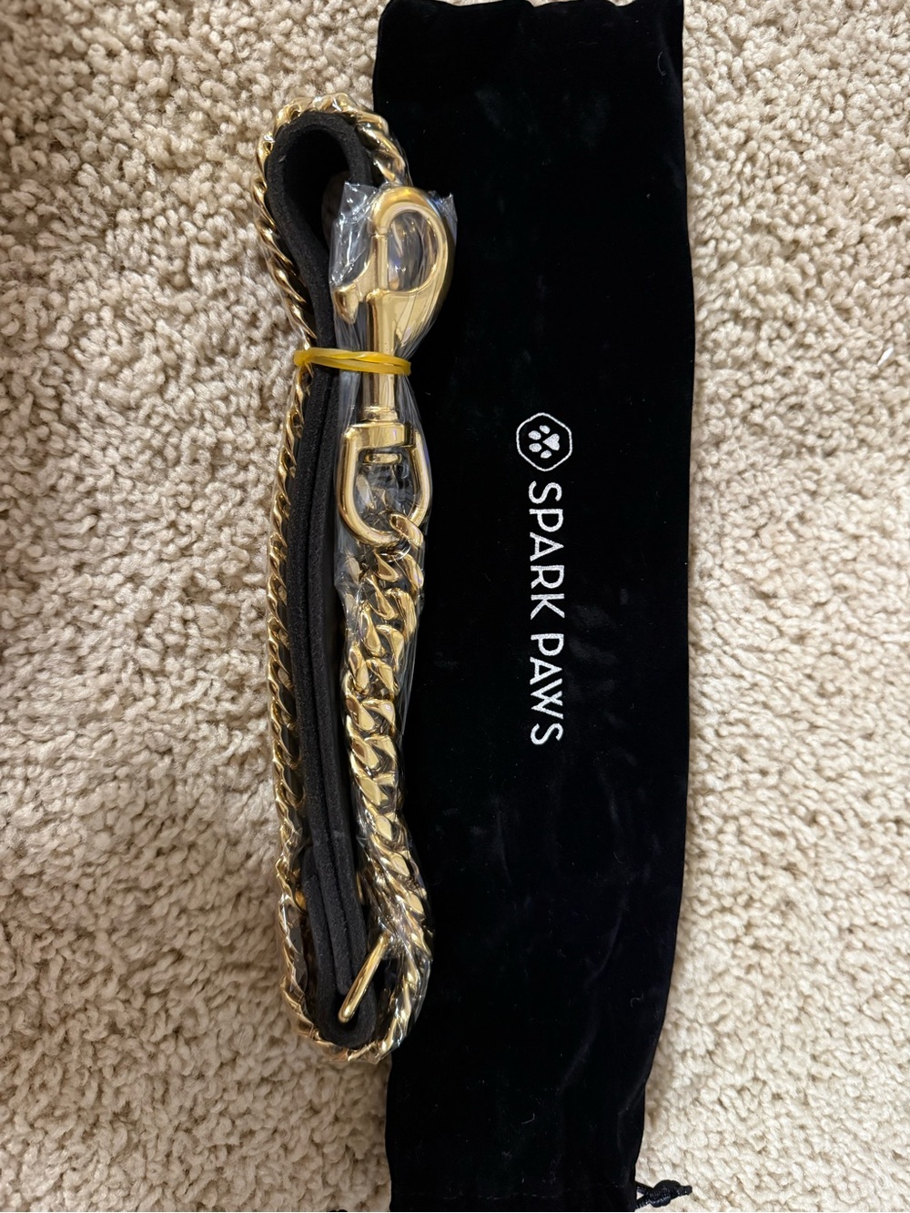 Spark Paws Gold & Black Chain Dog Leash